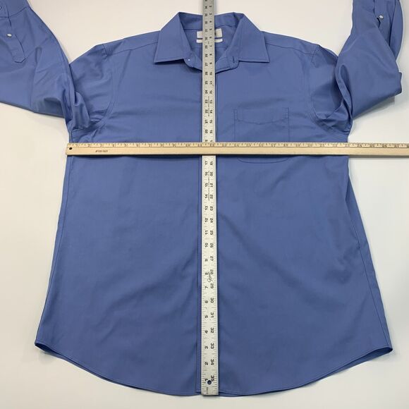 Cremieux Dress Shirt Mens 16.5 Evening Blue Collared Button Up Pinpoint Cotton - Picture 6 of 10